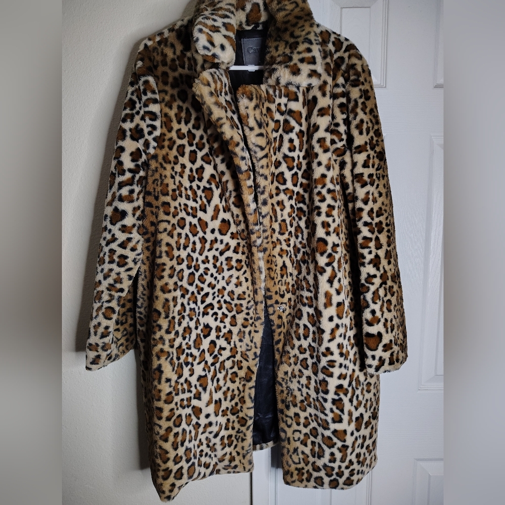 Leopard Print Faux Fur Coat